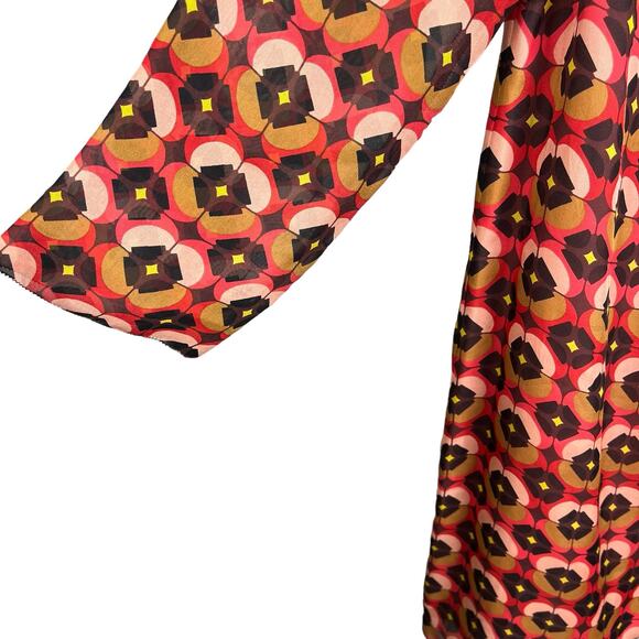 Fossil Silk Print Dress Long Sleeve Shift XS - Picture 13 of 14